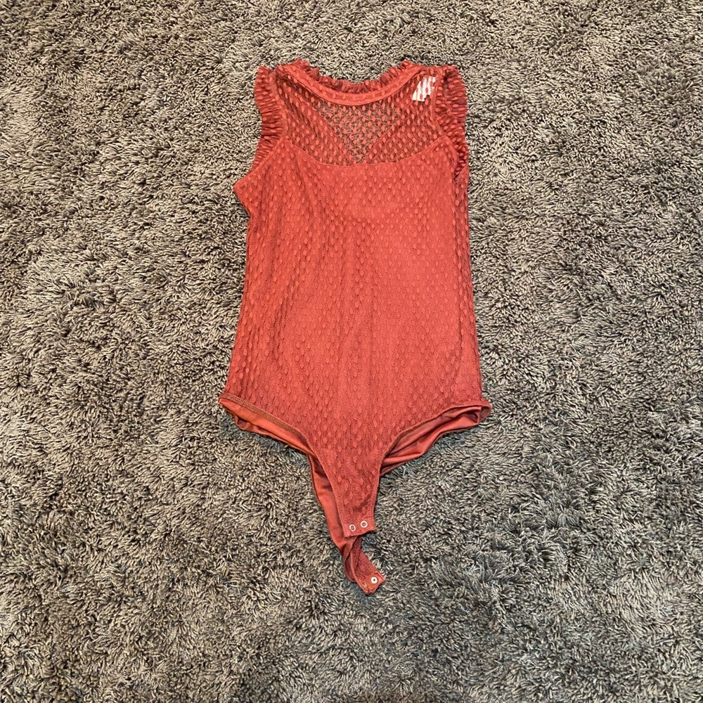 soulmates dusty red lacey bodysuit size m
